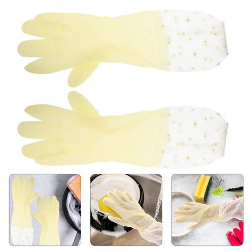 2 Pairs Non-Slip Long Rubber Gloves For Dishwashing Reusable Kitchen Cleaning - 第 9/12 張圖片