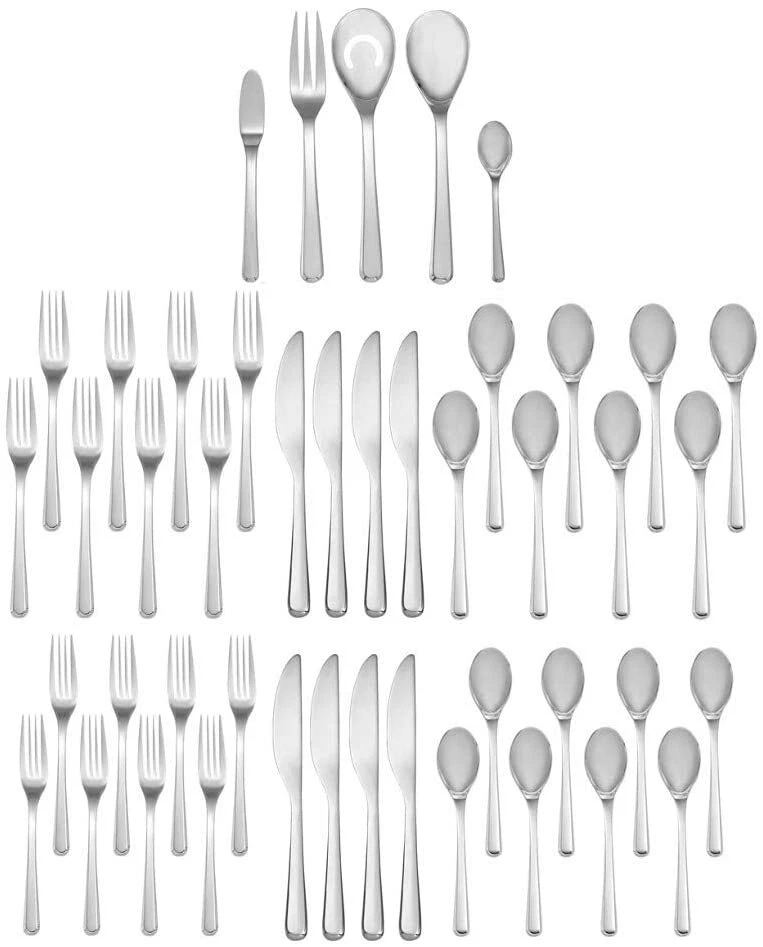 Nambe Aura 45 Piece Stainless Steel Flatware Cutlery Set - Service For 8, Silver - Image 2 of 4