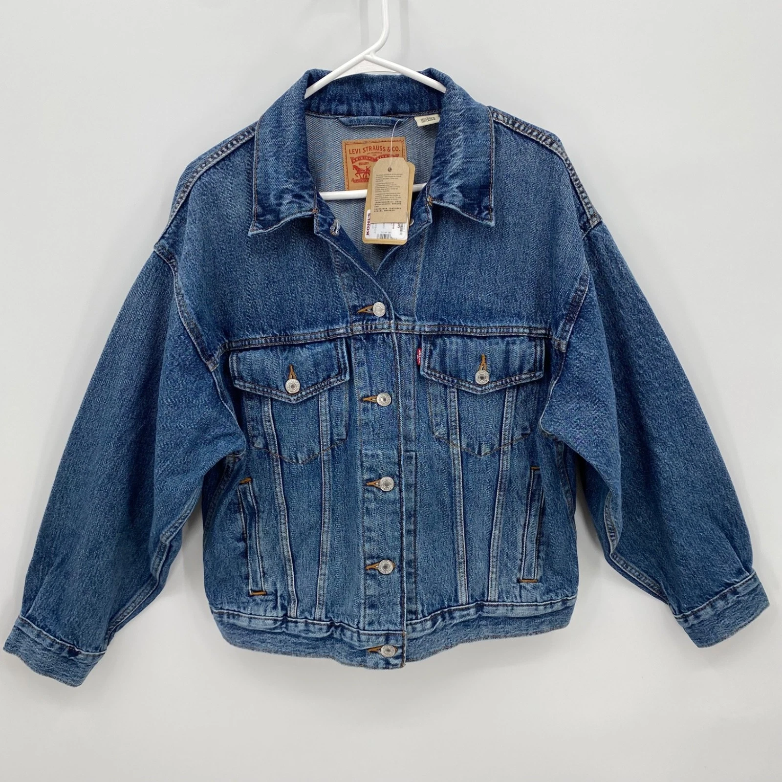 Levi's Trucker Denim Jacket Long Sleeve Buttons Pockets Medium Blue Size M Mens