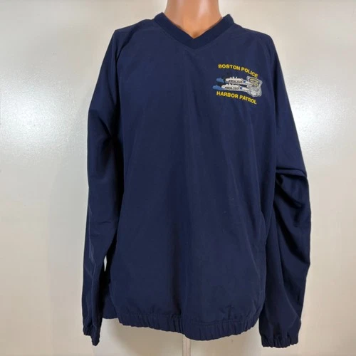 Vintage Boston Police Harbor Patrol Jacket Mens M Blue Windbreaker Massachusetts image 2