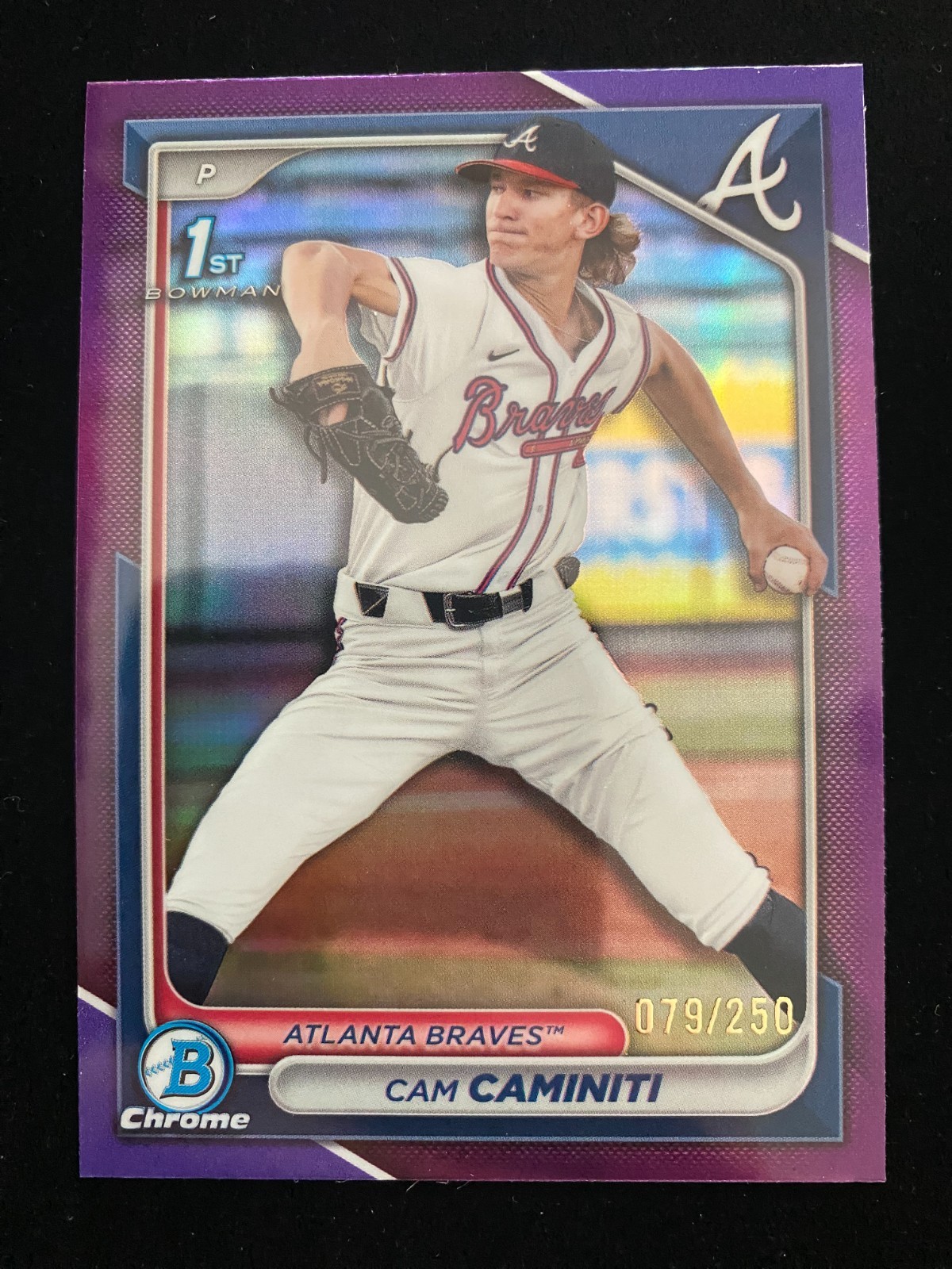 2024 Bowman Chrome Draft CAM CAMINITI 1st Rookie PURPLE REFRACTOR #/250 Braves