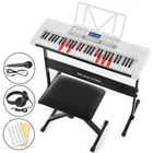 Electronic 61 Keys Light Up Piano Keyboard Bench, Stand, Headphone, Microphone