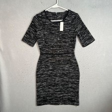 Banana Republic Womens Size 0 Black & White Tweed Short Sleeve Sheath Dress