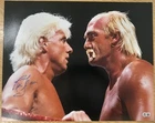 RIC FLAIR SIGNED AUTO 16X20 WWE WWF W/ HULK HOGAN PHOTO BAS BGS AUTOGRAPHED B