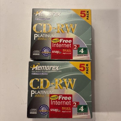 Memorex CD-RW Platinum 650MB 74 Min 4X Rewrite-Speed 2x5-Pk 10 Total CD New