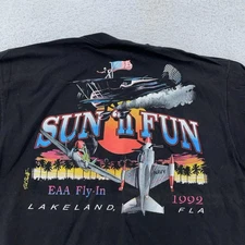 Vtg Sun 'n Fun Lakeland Florida Air Show Sunset T-Shirt XL Black EAA Fly-In 90s