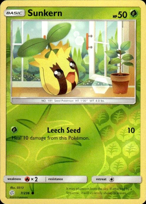 Pokemon Reverse Holo Sunkern SM - Cosmic Eclipse 7/236 LP