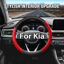For Kia Car 15 Blackred Leather Car Steering Wheel Cover Non-slip Protector