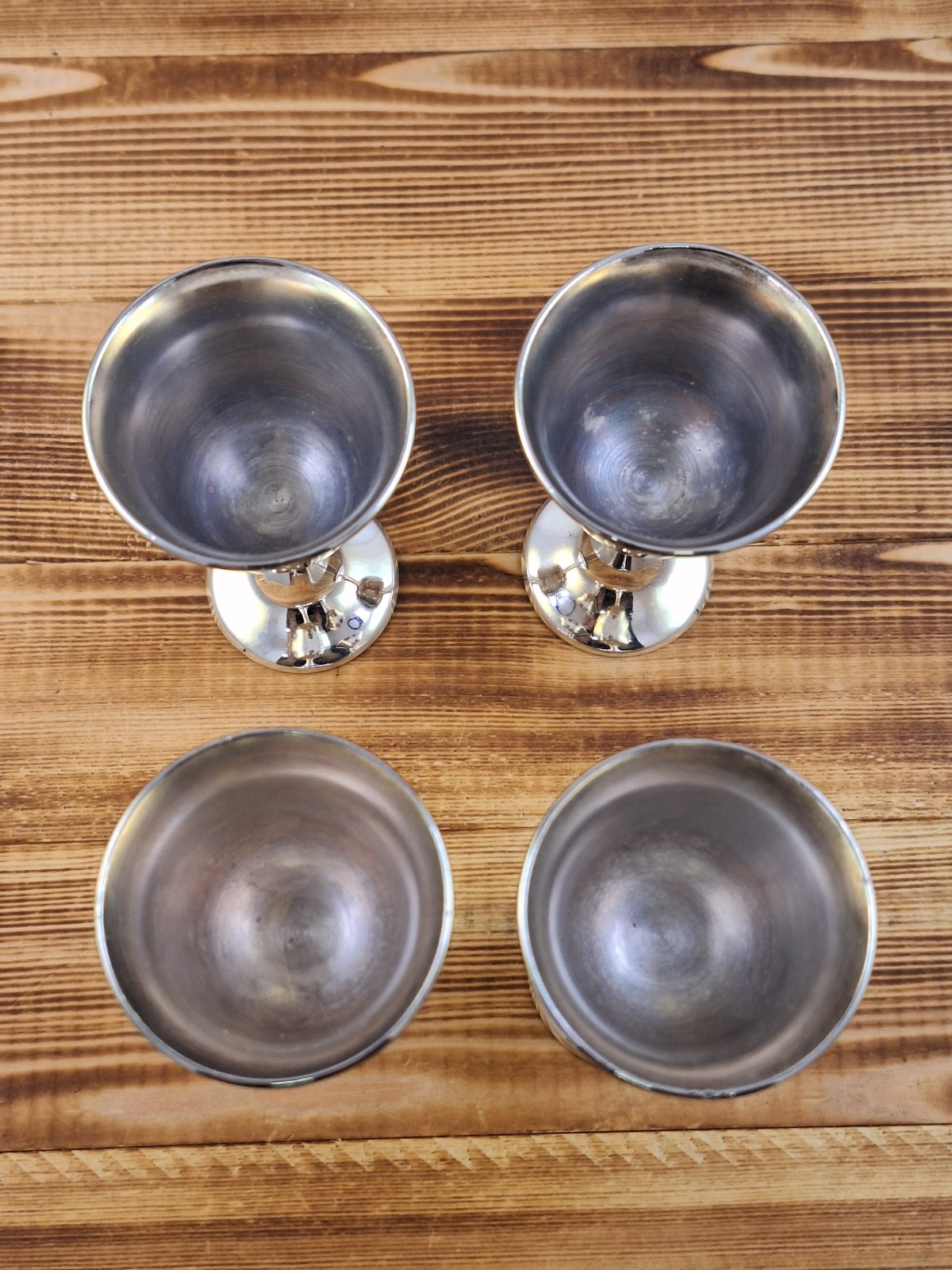 Silver Plated Goblets Set of 4 Marked Italy Cordial 1.5 Oz Shot 4" Tall