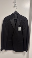 Ike Behar "Evening Peak" Black 1-Button Peak Lapel Wool Tuxedo Jacket - 42 L