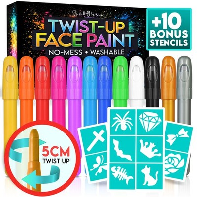 Face Paint Kit Kids Washable Body Paint Set with Stencils Party