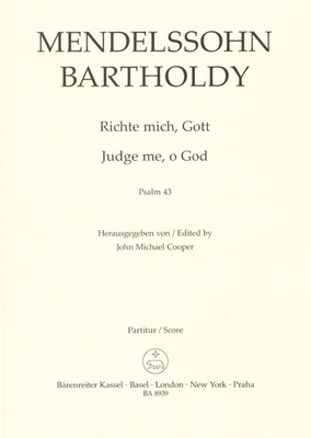 Psalm 43 Judge Me, O God Op.78 (Vocal Score) Mixed Voices Mendelssohn, Felix Bae