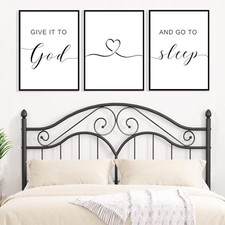 Framed Give it to God and Go to Sleep Signs 36x16  , Above Bed Black and White