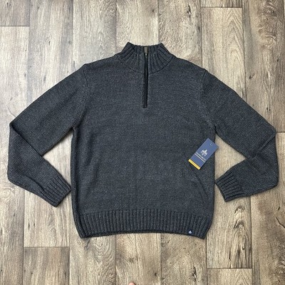 $115 Rainforest 1/3 Zip Merino Wool Blend Sweater Men s Size M Charcoal Gray