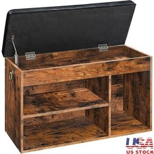 Entryway Shoe Bench Storage Organizer W/ Hidden Compartment Adjustable Shelf New