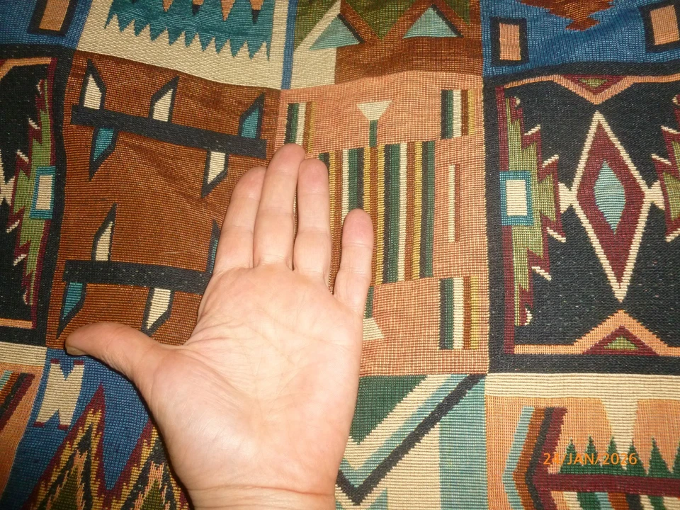 Vintage Kilim Pattern Tapestry Type Upholstery Fabric Southwestern 54" 4 yd - Image 3 of 4