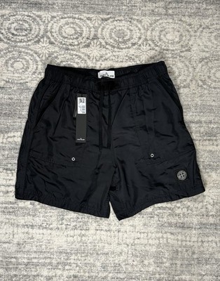 Stone Island Authentic Nylon Cotton Shorts, Swim Shorts, Sz Medium Black NWT