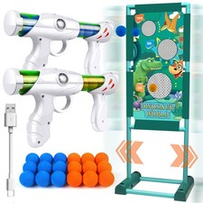 Kaufam Dino Gun Toy for Kids 4  2 Blasters  Moving Target  18 Foam Balls