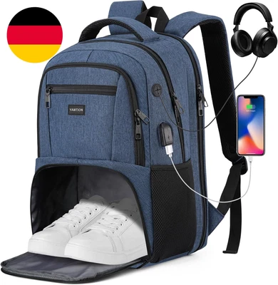 YAMTION 17,3 Zoll Rucksack Laptop Herren Groß Sportrucksack Mit Schuhfach Für Fi