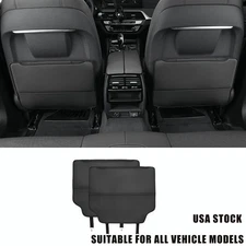 2PCS Car Seat Back Pad Mat Leather Anti-Kick Protector for Mercedes Benz Black