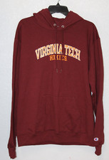Champion Authentic Athletic Virginia Tech Hokies Maroon Hoodie Pullover LARGE