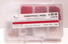 Christmas DIY Peppermint Seed Bead Earring Making Kit Brand New