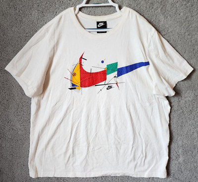 Nike Game Changer White Colorful Basketball Textured Swoosh Logo TShirt Size 2XL