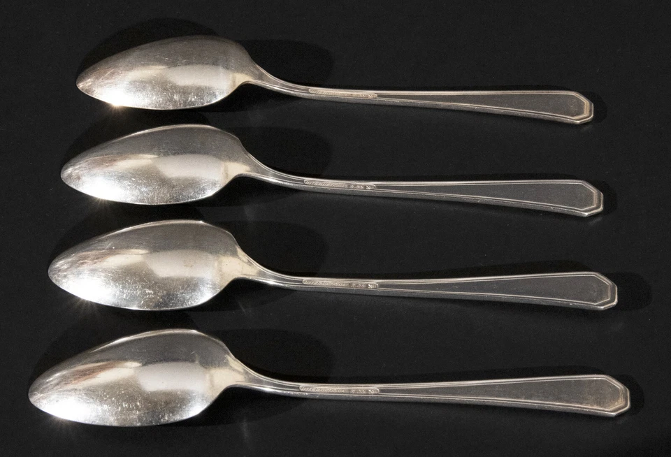 Desoto Silverplate Table Serving Spoons (4) Intl Silver Co XII 1929 Deco - Image 3 of 4