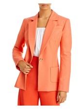 Sergio Hudson Womens Orange Lined Shoulder Pads Back Slits Blazer Jacket 10