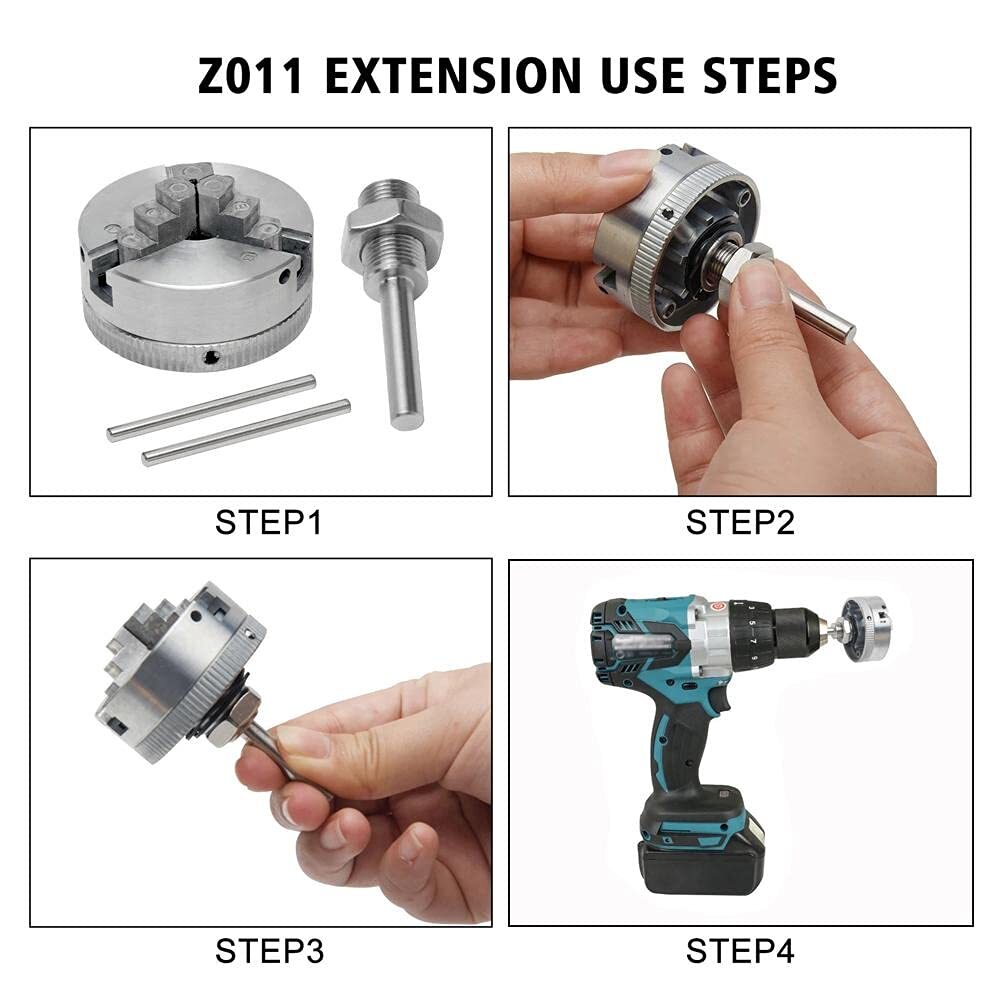 Mandrino A 3 Ganasce Per Tornio Legno - Attacco M12x1, In Lega Di Zinco Per Lavorazione Precisione - Foto 6