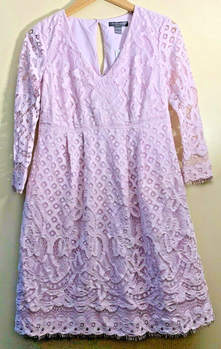 Womens XS Maternity Dress A Pea In The Pod Lined Lace Knee Length Lavender