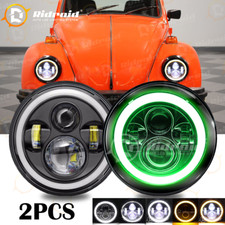 Fit Vw Dune Buggy Rail Buggy 7 Round Led Headlightsgreenamber Halo Ring
