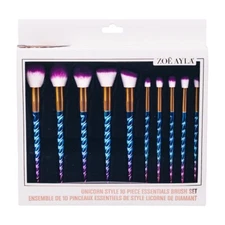 ZOE AYLA Unicorn Mermaid Style 10 Pc Essentials Brush Set Eye Lip Contour Powder