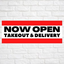 NOW OPEN TAKEOUT DELIVERY Advertising Vinyl Banner Flag Sign Many Sizes USA