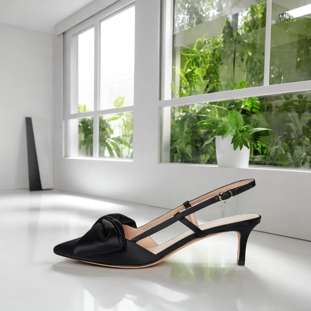 Kate Spade New York donna nero fiocco tacco avvolto Marsiglia abito décolleté nuovo con scatola