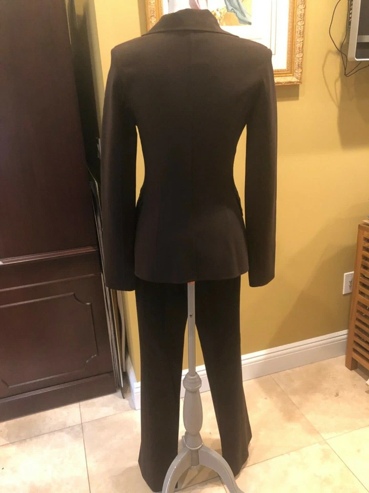 Traje Pantalón Celine Lana/Marrón Nuevo Sin Etiquetas Talla 38- Hecho en Francia Foto 4 de 4