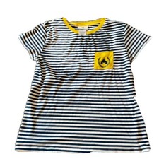 Disney Parks Navy Blue White Striped Cinderella Castle Pocket Vintage Shirt XL