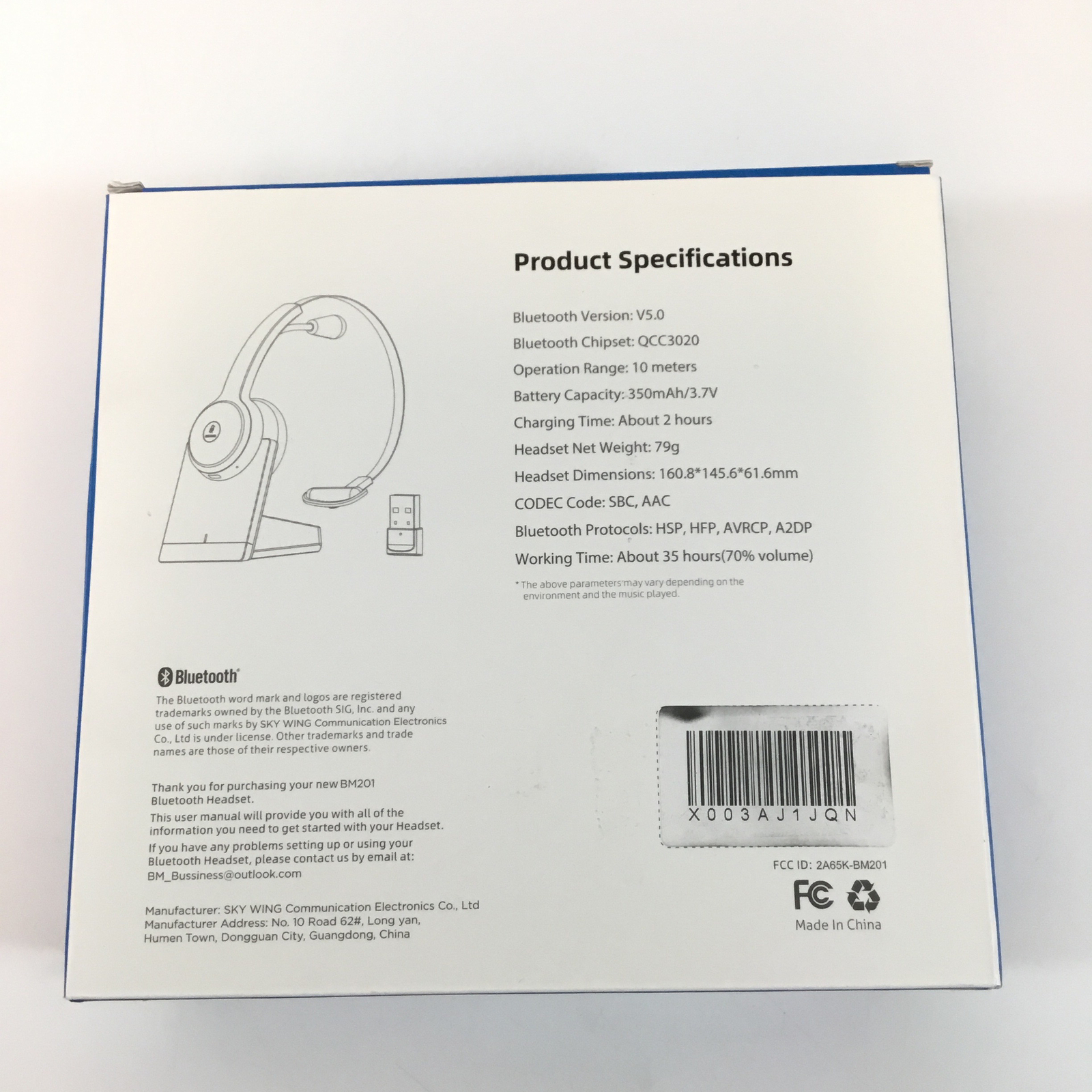 BRAMMAR BM201 Black Bluetooth AI Noise Cancelling Headphones For Office