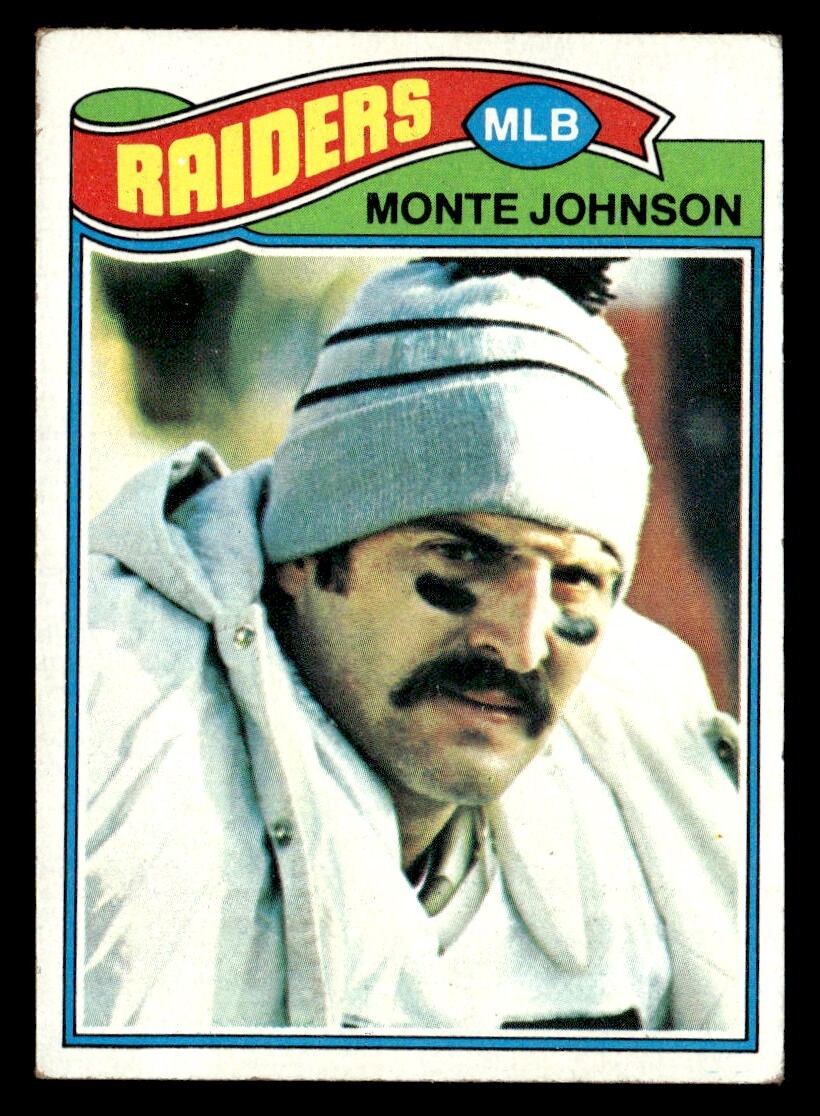 Monte Johnson 1977 Topps Rookie Card #77 Oakland Raiders