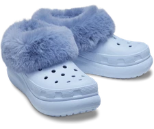 NEW! CROCS FUREVER CRUSH Blue Calcite Fur Lined Clogs Winter Comfort Shoes