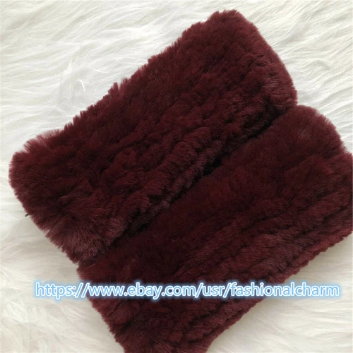 Womens Winter Real Rabbit Fur Gloves Knitted Stretch Fingerless Mitten Gloves - Picture 68 of 102