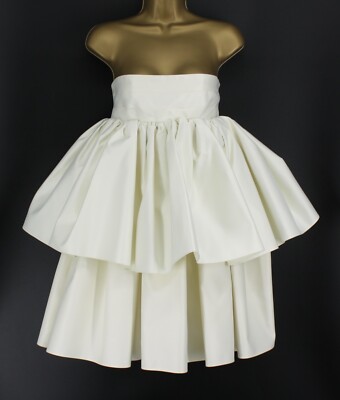 ROTATE BIRGER CHRISTENSEN ABGESTUFTES RÜSCHEN SATIN-MINIKLEID DAMEN ELFENBEIN UVP 270 £ A