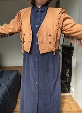 Vintage Laurel Escada Group Jacket Blazer Suede Leather Coat Size M L *