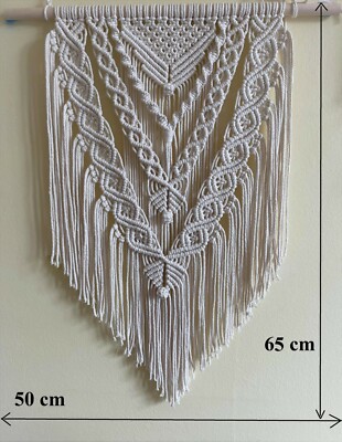 Makramee Handarbeit Wandbild Hänge Zimmer Wohndeko UK 50 x 65 cm