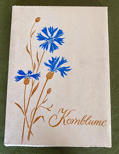 Briefpapier DDR Kornblume 4 Karten, 8 Bogen, 12 Umschläge, VEB BERPAFLEX