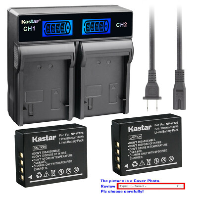 Kastar Battery LCD Rapid Charger for Fujifilm NP-W126 BC-W126 & Fujifilm X-A2