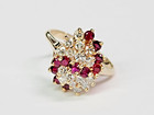 STUNNER 13.7ky Gold 1.01 ctw. Natural Ruby and Diamond Cluster Ring Sz 6.25 — photo 1