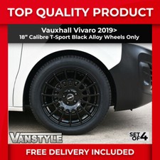 FITS VAUXHALL VIVARO 19> CALIBRE T-SPORT GLOSS BLACK LOAD RATED ALLOY WHEELS SET