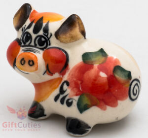 Porcelain gzhel Pig Piglet figurine handmade in Russia Symbol of 2019 New Year