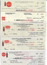 5 Vintage Coca-Cola Checks